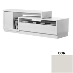 Rack Hades Universum Extensível 152 cm a 240 cm Laca Cinza Claro Off White Brilhante - 1 Rack Hades Universum Extensível 152 cm a 240 cm Laca Cinza Claro Off White Brilhante - 1