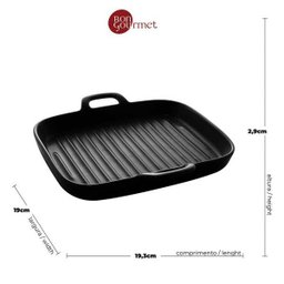 Conjunto de 2 Travessas Porcelana com Alças Preta 19x19x3cm - 2