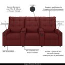Ver imagem 4 de Poltrona do Papai Reclinável Cinema 3 Lugares Manual Baú Usb Haifa F05 Facto Vermelho -lyam Decor
