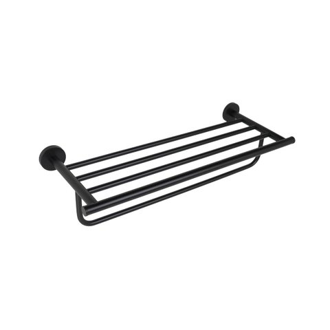 Porta Toalhas Rack Hotel Prateleira Black 60cm Inox 304