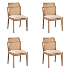 Kit 4 Cadeiras Decorativa Sala de Jantar Luxo Livia Facto Fendi - Mozzelar