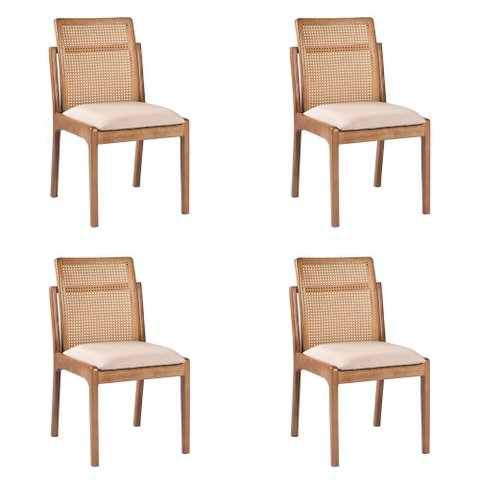 Kit 4 Cadeiras Decorativa Sala de Jantar Luxo Livia Facto Fendi - Mozzelar