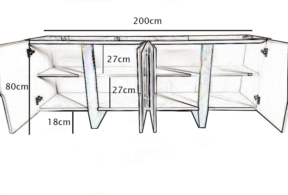 Balcão Buffet 4 Portas para Sala de Jantar 2m - Canes Off White/imbuia - 4