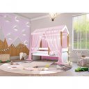 Ver imagem 3 de Cama Montessori Cabana Com Cordão Led E Dossel Rosa