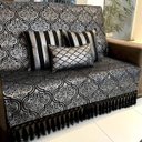 Ver imagem 2 de Kit Manta Arabesco, 2 Capas de Almofada e 1 Almofada Retangular Luxo Preto e Prata 45x45cm
