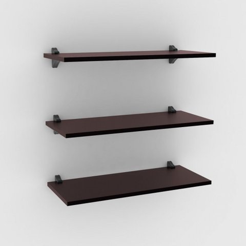 Kit 3 Prateleiras 60x25 + 6 Suportes em Pp Chocolate Linha Studio Brasforma K3sc60x25x1.5uv