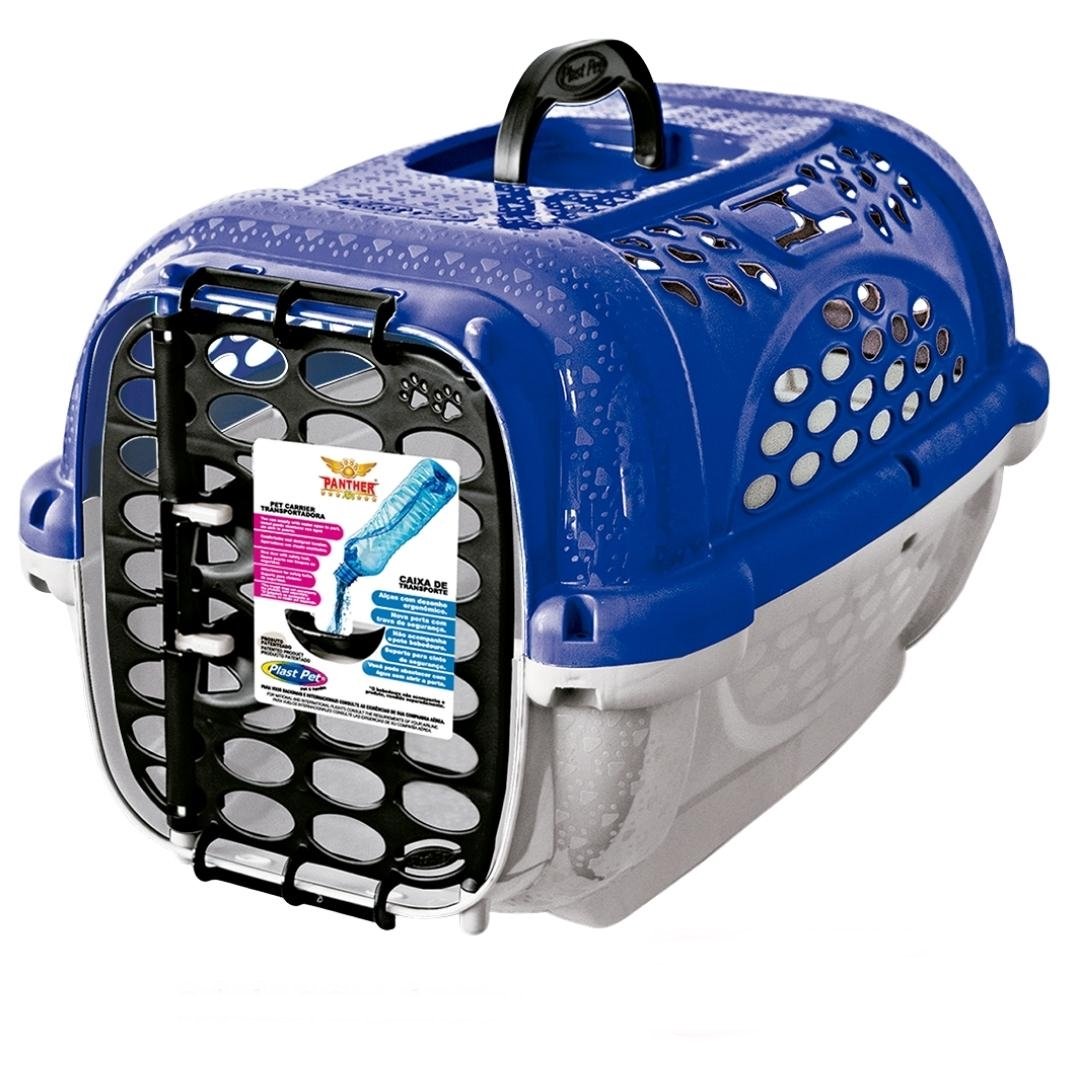 Caixa Transporte Panther Nº2 Azul Sem Bebedouro Plast Pet