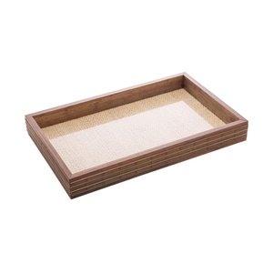Bandeja de Madeira com Sisal e Bambu Natural 30x17x4cm