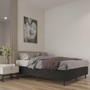 Ver imagem 1 de Cama Box Casal Confort Acabamento Suede Pés de Madeira - Preto