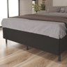 Cama Box Casal Confort Acabamento Suede Pés de Madeira - Preto - 5