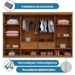 Guarda Roupa New Premium 8 Portas 4 Gavetas 8 Prateleiras - Benetil - 6