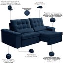 Ver imagem 3 de Sofá Retrátil Reclinável para Sala 3 Lugares 250cm Maresi F04 Veludo Azul - Lyam Decor
