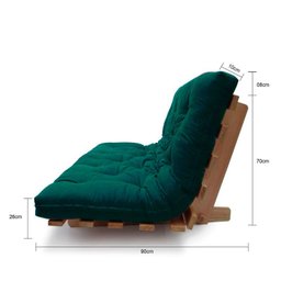 Sofá-cama Futon Slim L 03 Lugares Cor Verde Futon Brasil - 3