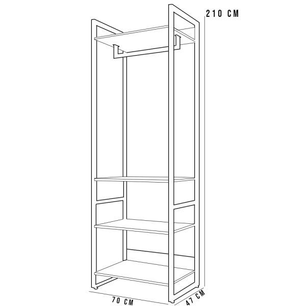 Kit 02 Closets Guarda-Roupa Industrial Modulado 02 Gavetas 210x70 cm Blind F01 Preto - Lyam Decor - 8