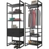 Kit 02 Closets Guarda-Roupa Industrial Modulado 02 Gavetas 210x70 cm Blind F01 Preto - Lyam Decor - 1