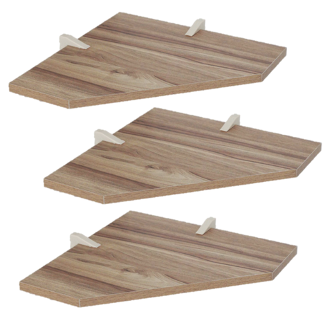 Kit 3 Prateleiras de Canto 30x30 Mdp Ebano com Suportes