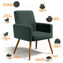 Ver imagem 7 de Kit 2 Poltronas Decorativas para Sala Estar Maria W01 Pés Palito Linho Verde Musgo - Lyam Decor