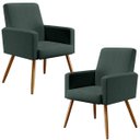Ver imagem 1 de Kit 2 Poltronas Decorativas para Sala Estar Maria W01 Pés Palito Linho Verde Musgo - Lyam Decor