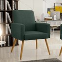Ver imagem 2 de Poltrona Decorativa para Sala de Estar e Recepção Maria W01 Linho Verde Musgo - Lyam Decor