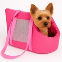 Ver imagem 2 de Bolsa Mochila de Transporte Dobravel para Pet Gato Cachorro Cor Rosa Compacta para Viagem Carro Pass