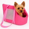 Bolsa Mochila de Transporte Dobravel para Pet Gato Cachorro Cor Rosa Compacta para Viagem Carro Pass - 2