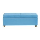 Ver imagem 3 de Canto Alemão Recamier Bau + Painel Madri 140cm Suede Azul Turquesa - Inova Decor