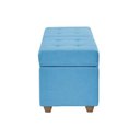 Ver imagem 5 de Canto Alemão Recamier Bau + Painel Madri 140cm Suede Azul Turquesa - Inova Decor