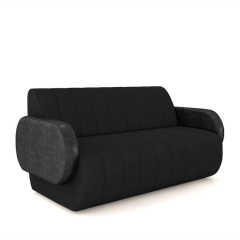 Sofá Decorativo Living Sala de Estar Bornéu 148cm Pés de Madeira Pu/veludo Preto G33 - Gran Belo