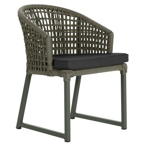 1 Cadeira Noronha Aluminio Micro Pintura Verde, Tr. Telinha Corda Nautica Verde Militar, Estofado -