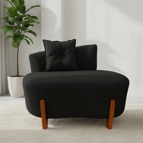 Namoradeira Sofá Feijão Luna 100cm Orgânica Bouclé Preto