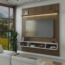 Ver imagem 2 de Painel para Tv até 75 Polegadas Colombo 1 Porta com Led Ripado 3d Pinho/off White - Panorama Móveis