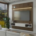 Ver imagem 1 de Painel para Tv até 75 Polegadas Colombo 1 Porta com Led Ripado 3d Pinho/off White - Panorama Móveis