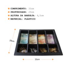 Bandeja Porta Notas e Moedas 33 X 29cm (4 Divisórias) - 2