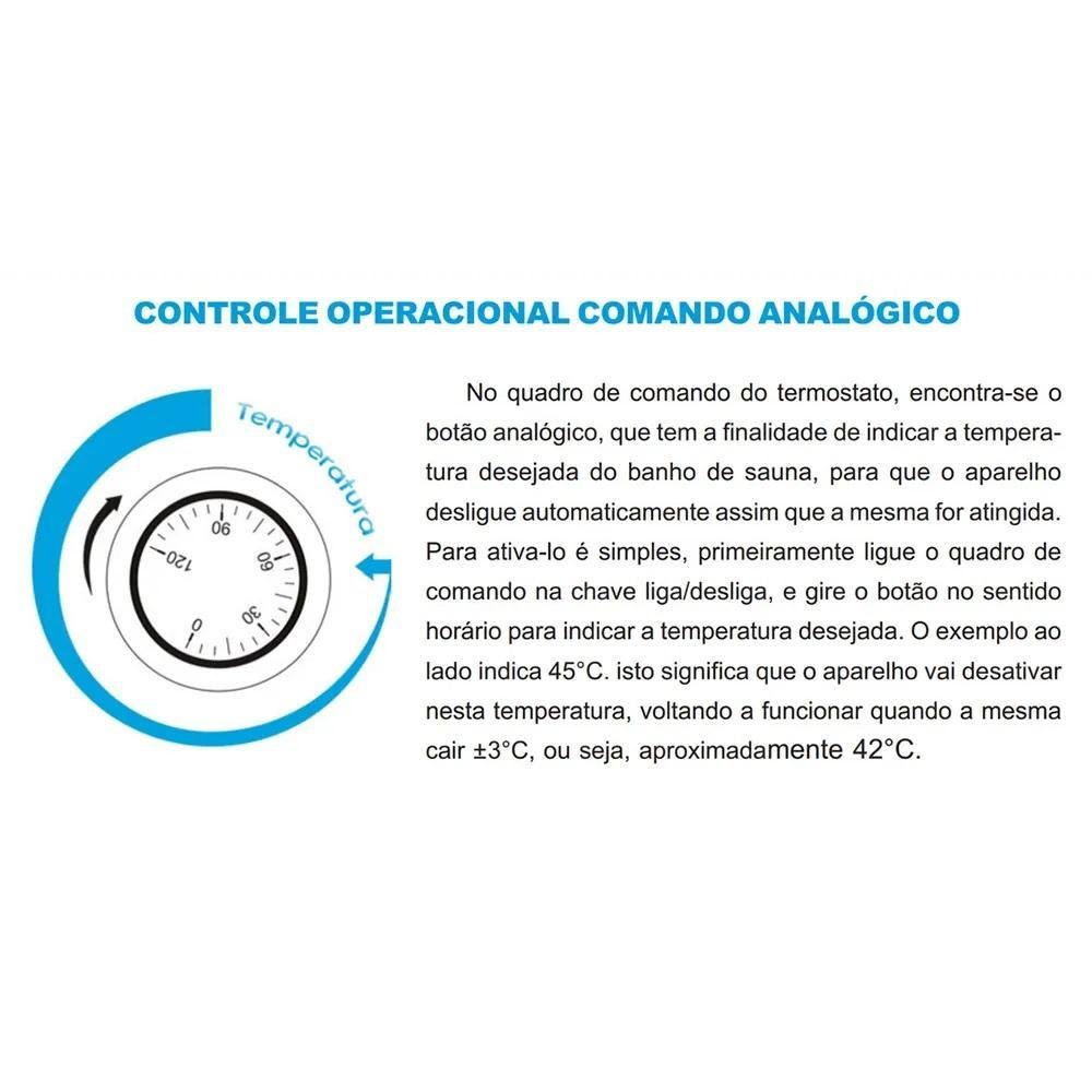 Sauna Seca 7,5kw até 15m + Quadro Analógico + Seixo Sodramar - 6