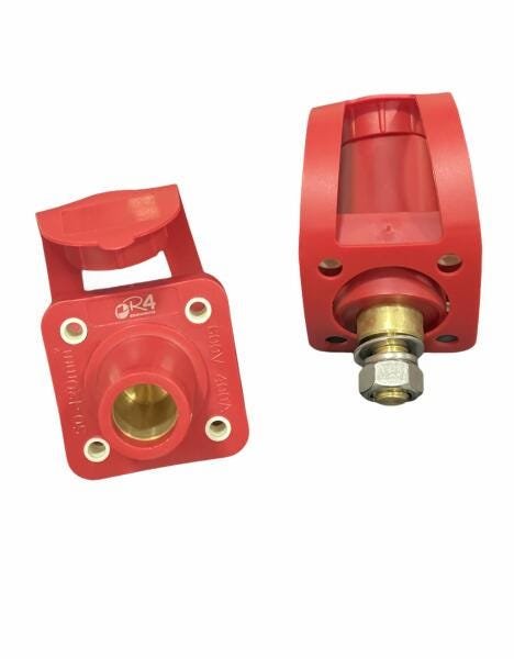 Conector Cabos Camlock Cam Lock Painel Fêmea 400A Vermelho - 1