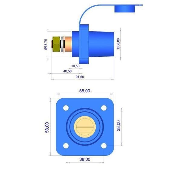 Conector Cabos Camlock Cam Lock Painel Fêmea 400A Vermelho - 5