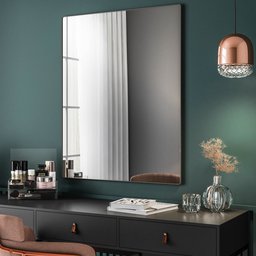 Espelho Decorativo Retangular com Moldura Aço Preto D01 90x60cm Ibiza - Lyam Decor - 1