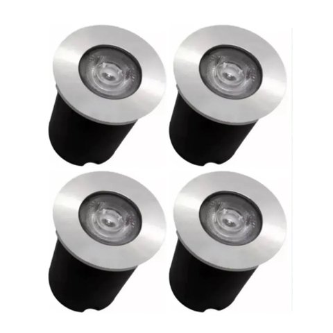 4 Embutido Solo 1w Balizador Led Blindado Ip67 Inox Spot Chão Piso