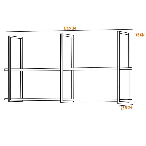 Prateleira Decorativa Industrial Multiuso 135cm Design D01 Preto - Lyam Decor - 5