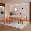 Ver imagem 4 de Sala de Jantar Mesa Malta 120cm Tampo Laqueado com Vidro Canto Moeda e 4 Cadeiras Malta Premium