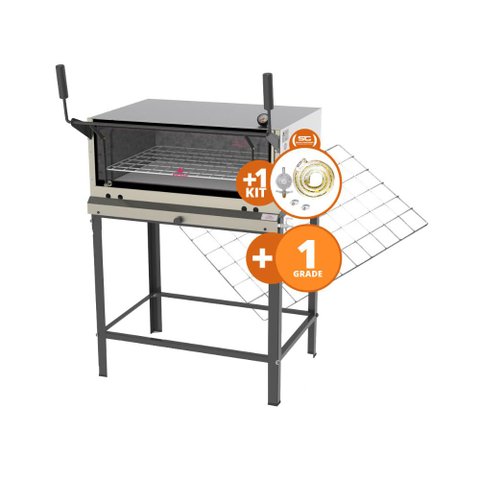 KIT - Forno Assador Refratário Gás PRP-860 + Grade Extra + Kit Gás 1kg - Progás