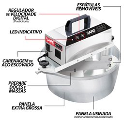 Panela Misturadora Automática Elétrica 4l para Doces e Salgados Saro Bivolt Cinza - 2