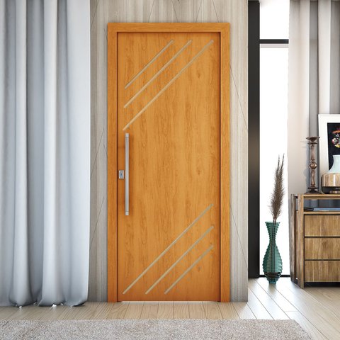 Folha de Porta de Madeira Frisada R30k 210cm X 90cm :cerejeira