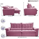 Ver imagem 2 de Sofá Retrátil e Reclinável 2,75m Cama inBox Big Fresh com SoftGel D40 Velupluma Rose
