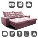 Ver imagem 3 de Sofá Retrátil e Reclinável 2,75m Cama inBox Big Fresh com SoftGel D40 Velupluma Rose