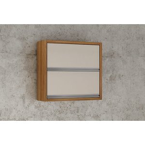 Armário Aéreo 2 Portas Basculantes - Jade-Carvalho/Off White - CHF Móveis