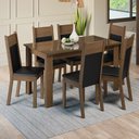 Ver imagem 1 de Conjunto Sala de Jantar Mesa Tampo de Vidro 6 Cadeiras Rustic/preto Zoe Madesa