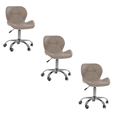 Cadeira Office Eiffel Slim Oficial Giratória - Bege - 3