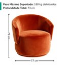 Ver imagem 3 de Poltrona Decorativa Organica Base Fixa Veludo Terracota Mpassos