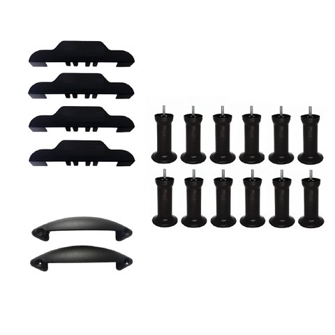 Kit Completo P/ Cama Box Baú, 12 Pés Varian 13 Cm + 4 Cantoneiras + 2 Puxadores